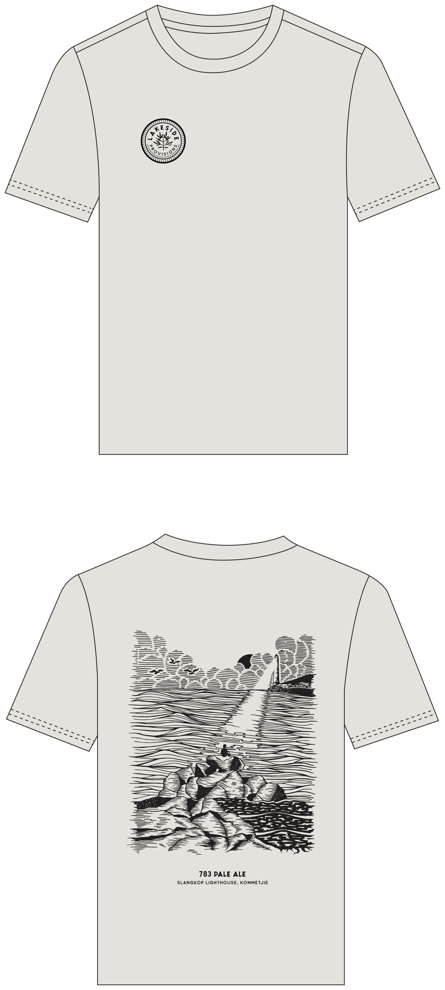 LAKESIDE T-SHIRT, 783 PALE ALE SLANGKOP LIGHTHOUSE KOMMETJIE