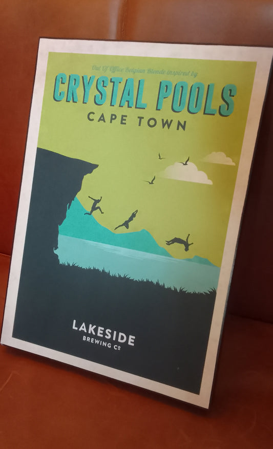 LAKESIDE POSTER WOOD PRINTS, CRYSTAL POOLS CAPE TOWN