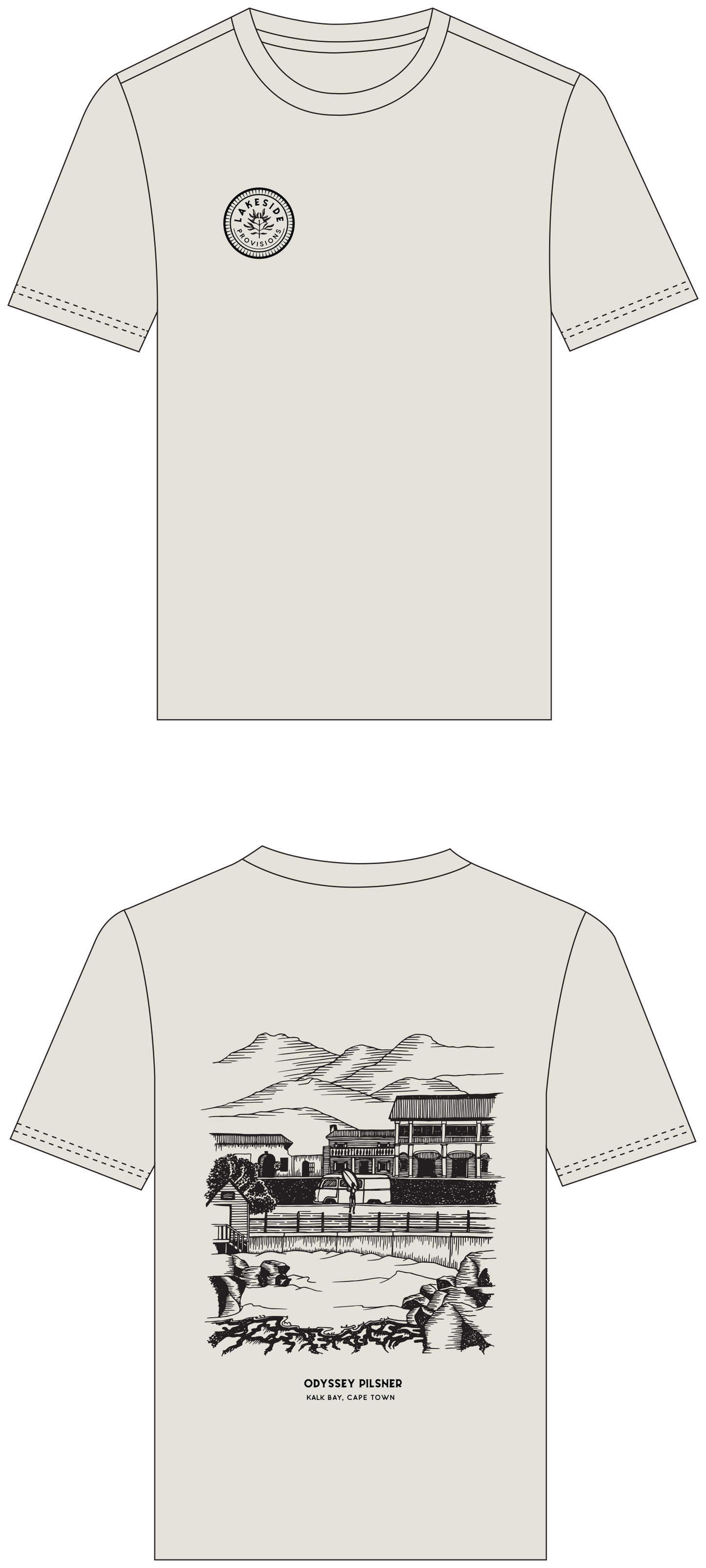 LAKESIDE T-SHIRT, ODYSSEY PILSNER KALK BAY CAPE TOWN